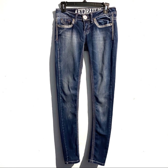 Hydraulic Denim - Hydraulic Skinny Leg Silver And Blue Jeans 3/4